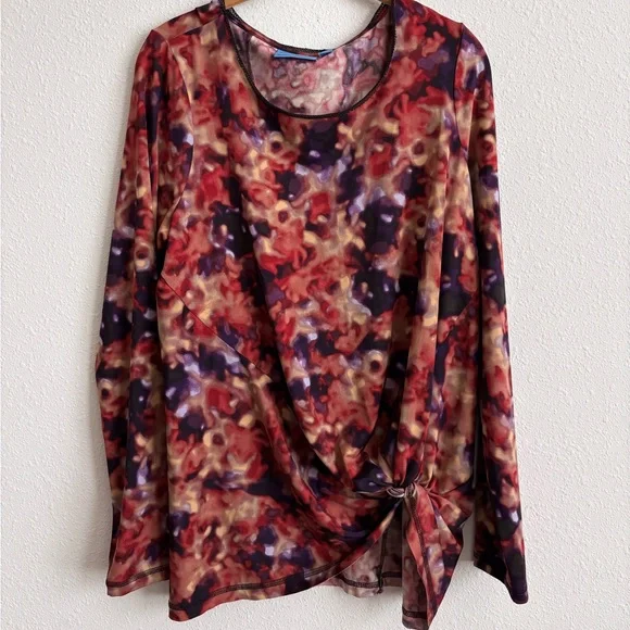 Simply Vera Vera Wang Tie Front Long Sleeve Blouse - Picture 1 of 4